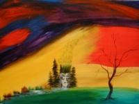 Abstract - Sunny Mountain - Acrylic