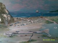 Seascape - A Lonely Shore Line - Acrylic