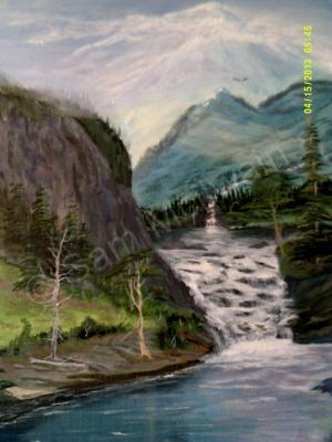 Landscape - Mountain Falls - Acrylic