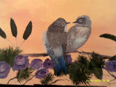 Animal Art - Baby Blue Birds - Acrylic