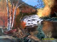Autumn On Falls Creek - Acrylic Paintings - By Sam Mcilwain, Realism Painting Artist