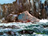 Rocky Shore - Acrylic Paintings - By Sam Mcilwain, Impressionistic Painting Artist