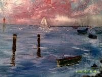 Gull Harbor - Acrylic Paintings - By Sam Mcilwain, Impressionistic Painting Artist