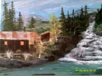 Jewel Creek Cabin - Acrylic Paintings - By Sam Mcilwain, Realism Painting Artist