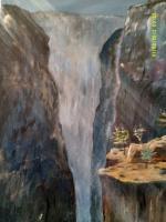 Canyon Scene  4 - Acrylic Paintings - By Sam Mcilwain, Realism Painting Artist
