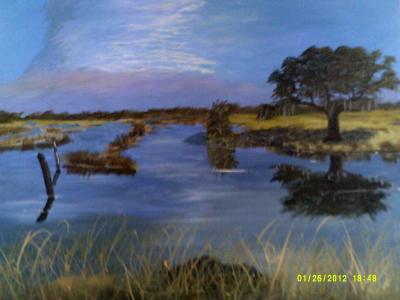 Seascape - Slack High Tide In A Southern Marsh Area - Acrylic