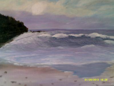 Seascape - Violet Sunset - Acrylic