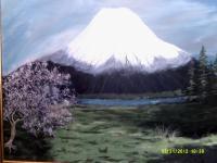 Mount Fuji - Acrylic Paintings - By Sam Mcilwain, Realism Painting Artist