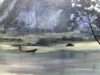 River Living Indonesian Style - Acrylic Paintings - By Sam Mcilwain, Realism Painting Artist