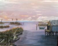 The Old Boat House - Acrylic Paintings - By Sam Mcilwain, Realism Painting Artist