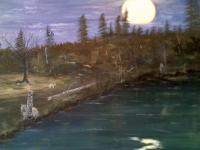 Wolf Lake - Acrylic Paintings - By Sam Mcilwain, Realism Painting Artist