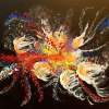 Marie Javorkova - Flower Original Signature Certificate - Mixed Media Paintings - By Martin C, Abstract Painting Artist