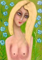 Figurative Nudes - Marie Javorkova - Message Of Love Original Sign Certif - Mixed Media