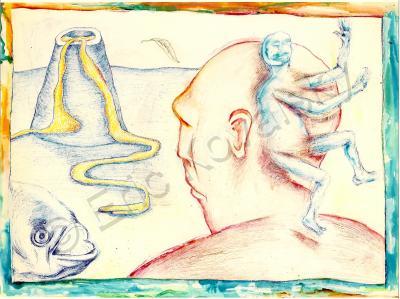 The Archives - Volcano Erupting Talking Fish And My Parasitic Twin - Mixed Media