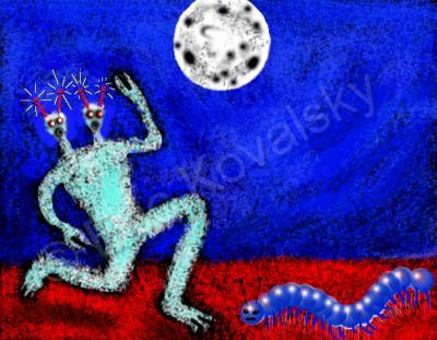 New - Cyborg Millipede And Moon - Digital