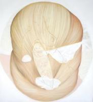 Blonde Konde - Woodblock Printrice Papercotto Mixed Media - By Davina Stephens, Contemporary Mixed Media Artist