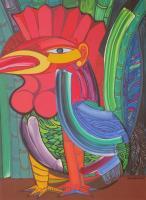 Rooster Self Portrait - Acrylics Paintings - By Jose Miguel Perez Hernandez, Figurative Painting Artist