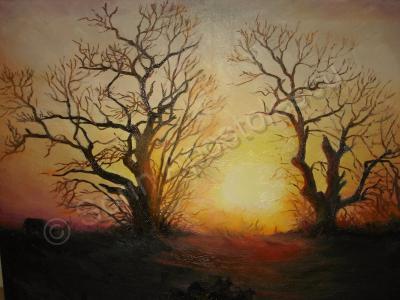 Autumn - Sunset In Leseparres - Oil On Canvas