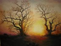 Autumn - Sunset In Leseparres - Oil On Canvas