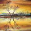 Sunset On The Lake - Oil On Canvas Paintings - By Sorin Apostolescu, Realism Painting Artist