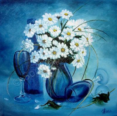 Flowers - Daisies - Oil On Canvas