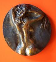 Before Shower - Medal Sculptures - By John Biro, Medal Sculpture Artist