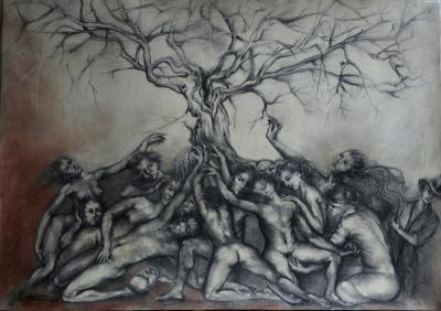 Drawing - Below The Big Tree - Charcoal