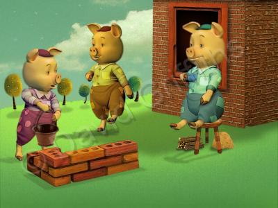 Illustration - 3 Little Pigs - Digital Art