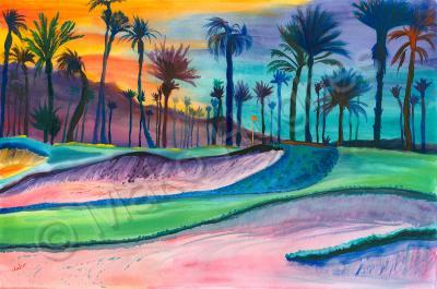 Golf Courses - The Palms No17 - Watercolor