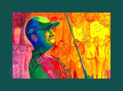 Golfers - Tiger In Command - Watercolor