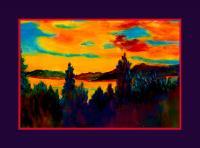 Landscapes - Tahoe Sunset II - Watercolor