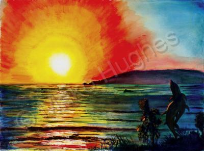 Landscapes - Sunset At Spyglass Inn - Watercolor