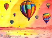 Balloons Balloons Balloons - Watercolor Paintings - By Mako Hughes, Unique Usage Of Pure Colors Painting Artist