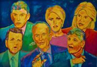 Fox News Pundits - Watercolor Paintings - By Mako Hughes, Unique Usage Of Pure Colors Painting Artist