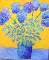 Still Life - Purpleblue Flowers - Oil On Canvas
