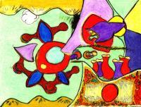 Drawings - The Abstract Dimension - Color Pencil  Ink