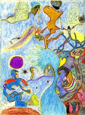 Drawings - In A Galaxy Far Far Away - Color Pencil  Ink