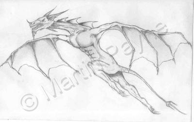 Fantasy - Dragon Being - Pencil  Paper