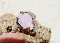 Opal - Hemp Bracelet With Fine Opal Doublet Mounted In 925 Silver - Gemstone