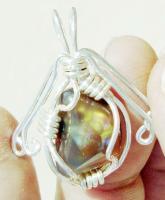 Arizona Fire Agate Sterling Silver Pendant - Wire Wrapping Jewelry - By Alberto Thirion, Popular Jewelry Artist
