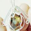 Arizona Fire Agate Sterling Silver Pendant - Wire Wrapping Jewelry - By Alberto Thirion, Popular Jewelry Artist