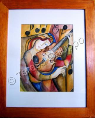 Abstract - Violin Player - Watercolor