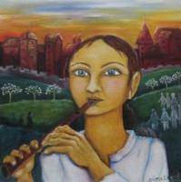 Fantasy - Flute Player - Oil On Canvas