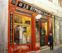 La Republicana Bar - Oil On Canvas Paintings - By Tomas Castano, Realistic Painting Artist