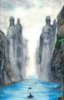 Gates Of Argonath - Watercolors Paintings - By Viny Mathew, Landscape Painting Artist