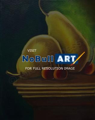 Oil Paintings - Pears And Cherries - Oil On Canvas