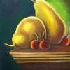 Pears And Cherries - Oil On Canvas Paintings - By Alicia Burgess, Still Life Painting Artist