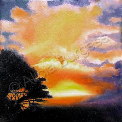 Oil Paintings - Sunset - Oil On Canvas