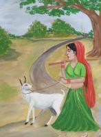 Village Scene - Paint  Brush Paintings - By Simran Kaur P, Brush On Paper Painting Artist