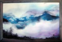 Clouds And Mountains - Water Colors Paintings - By Elena Gromova, Landscape Painting Artist